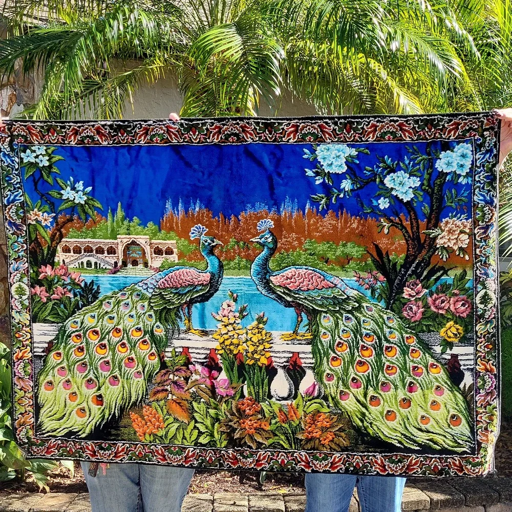 Vintage Peacock Vibrant Colors Tapestry, Lebanon